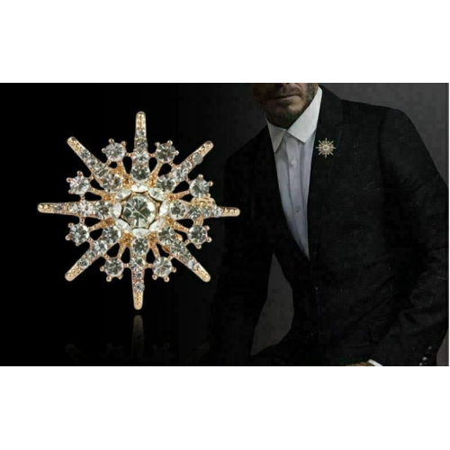 Stunning vintage look gold plated six point star celebrity brooch broach pin e1