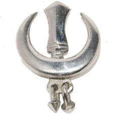 Sikh Sarbloh Chand Pin Hand Made Tora Punjabi khanda Pin brilliant finish AAAF