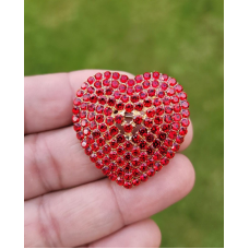 Red Heart Celebrity Brooch Stunning Vintage Look Retro Style Love Broach Pin D2R