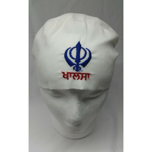 Sikh punjabi turban patka pathka singh khanda bandana head wrap white colour