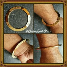 Gold plated laser engraved khandas sikh singh khalsa chakri kada bangle kara da1