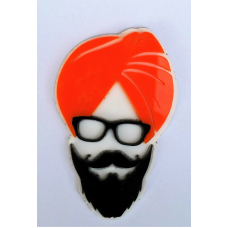 Sikh punjabi sardarji orange turban singh khalsa acrylic adhesive back sticker