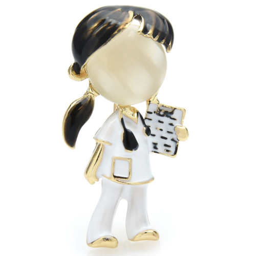 Stunning gold plated nhs doctor nurse celebrity elegant brooch broach pin jjj52