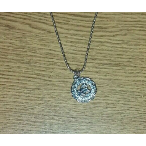 Steel ball chain and round steel punjabi sikh 1 onkar pendant with rhinestones