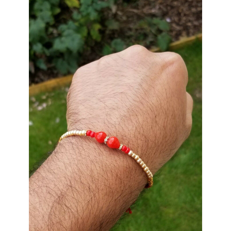 Wholesale Indian Red Natural White Jade(Dyed) & Lava Rock & Synthetic  Hematite Round Braided Bead Bracelet - Pandahall.com
