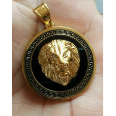 Unisex stunning rhinestones gold plated punjabi hindu sikh singh lion pendant