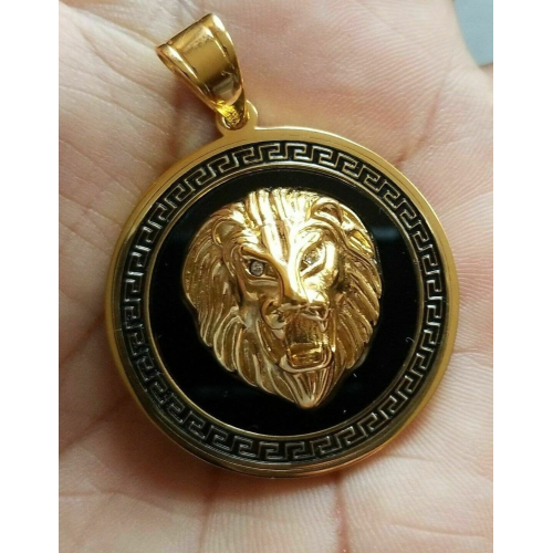 Unisex stunning rhinestones gold plated punjabi hindu sikh singh lion pendant