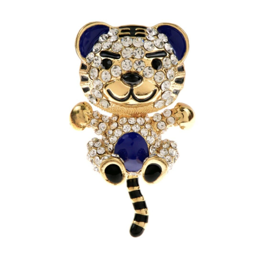 Stunning tiger teddy brooch vintage look broach diamonte gold plated pin jjj57