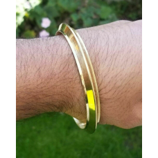 Brass Kara One Edge Gold Look Sikh Singh Bangle Kaur Khalsa kada bracelet L4 New