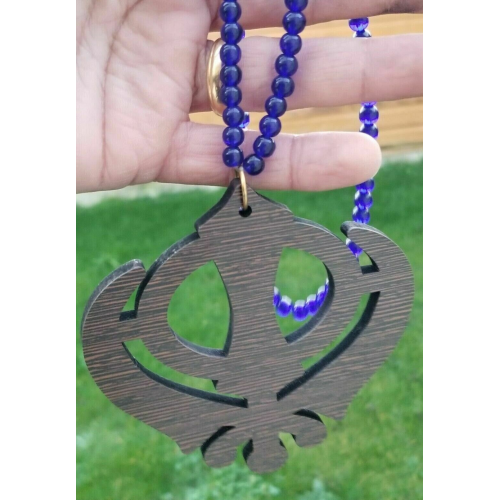 Punjabi sikh wooden khanda stunning pendant evil protection car hanger gift aa11