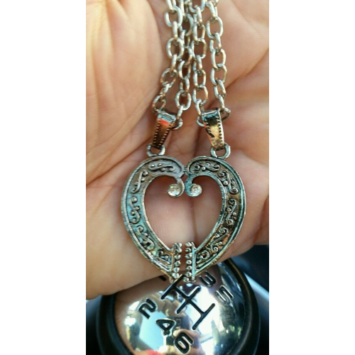 Silver plated two heart lovers talisman amulet pendant car rear mirror hanging