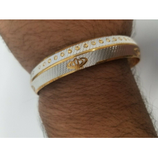 Khanda kara two tone silver gold plated kada sikh singh kaur khalsa bangle u