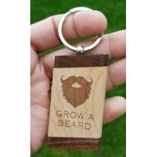 Sikh punjabi word grow a beard singh kaur khalsa wood key chain key ring nn gift