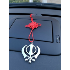 Singh kaur punjabi sikh silver plated khanda pendant car rear mirror hanging a7