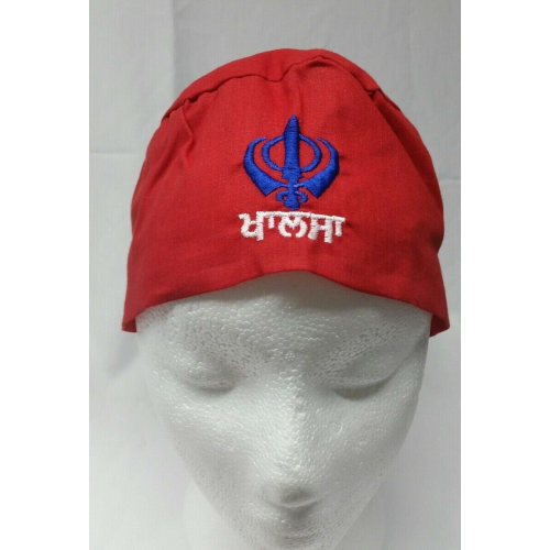 Sikh punjabi turban patka pathka singh khanda bandana head wrap red colour gift
