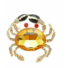 Stunning vintage look gold plated yellow crab designer brooch broach pin b52