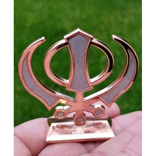 Sikh punjabi rose gold singh kaur khanda khalsa car dashboard desktop stand uu2l