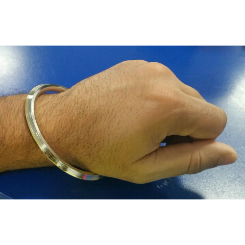Stainless Steel BRASS Edge Kara Stunning Gold Affect Lines Bangle Sikh Kada A2
