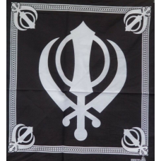 Sikh punjabi singh kaur black khalsa khanda bandana head wrap gear rumal hanky y