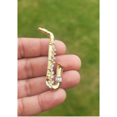 Saxophone brooch vintage look queen music broach gold silver plated pin k38 new