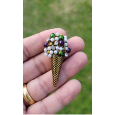 Ice cream cone brooch celebrity vintage look gold plated design pin broach k13