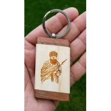 Sikh punjabi sant jarnail singh khalsa bhindranwale kaur wood key chain key ring