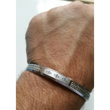 New silver plated laser engraved khandas sikh singh khalsa kara bangle kada d6