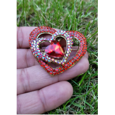 Red Heart Celebrity Brooch Stunning Vintage Look Retro Style Love Broach Pin D3R