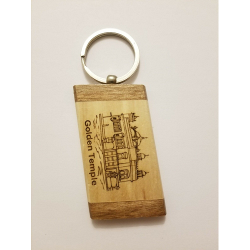 Sikh punjab wooden golden temple singh kaur khalsa hindu key chain key ring gift