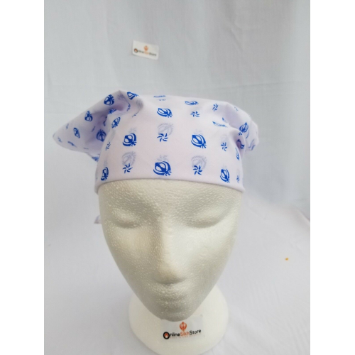 Sikh punjabi kaur white blue khanda bandana head wrap gear rumal handkerchief