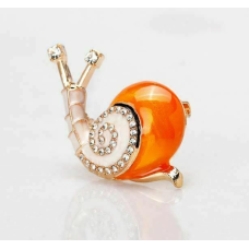 Stunning diamante gold plated orange snail brooch suit coat broach pin collar u