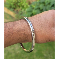 Sikh kara taati vaao na lagai words smooth flat stainless steel singh bangle e15