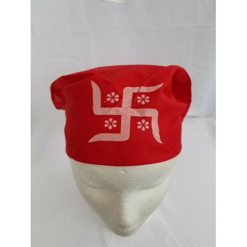 Sikh hindu punjabi india red swastika bandana head wrap gear rumal handkerchief