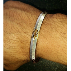 Kids silver & gold plated laser engraved khandas sikh singh khalsa kara bangle f