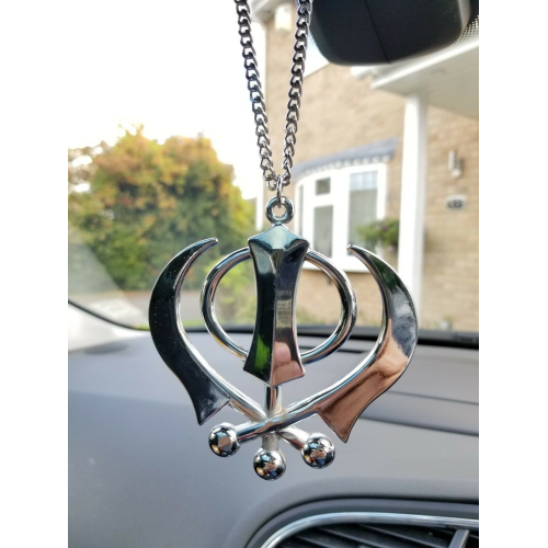 Singh kaur sikh punjabi stainless steel khanda pendant car rear mirror hanging a