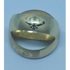Beautiful gold plated laser engraved khanda ring hindu sikh punjabi challa gift