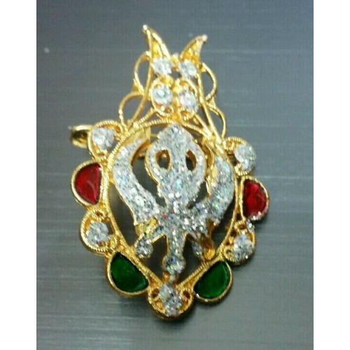 Stunning diamonte gold plated sikh khanda brooch cake pin x-mas singh gift