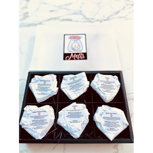 Assorted Soy Wax Melt Hearts - Six Different Scents, Vegan Wax Melt Gift box