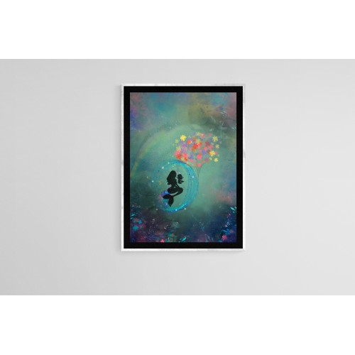 Under the Sea, Nursery Print, Mystical Art, Baby Girl, Bedroom Wall Art, Nursery Room, Abstract Artwork, Colourful, Playroom, Mermaid, Kids