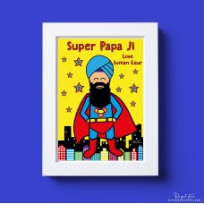 Superhero Sikh Dad Framed Art