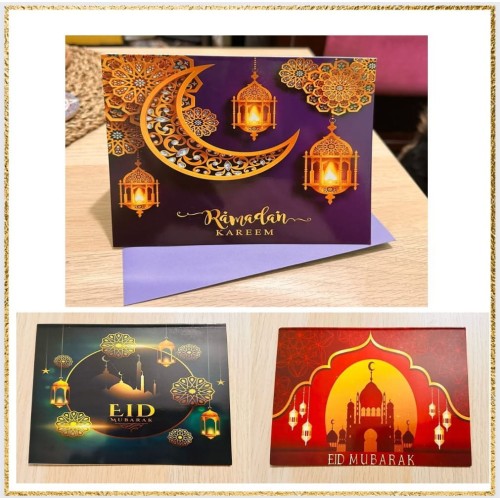 Ramadan & Eid 3 Pack cards | Mosque Eid card| Islamic Greeting Card| Printed Gloss finish Card|