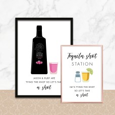 Personalised Tequila Shot Station Print | Wedding Prints | Tequila Rose Shots | Tequila Shot Sign | Tying The Knot Let's Take A Shot Sign