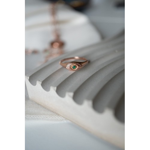 Evil Eye Signet Ring Rose Gold