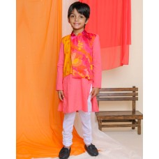 NARGIS KURTA-JACKET SET WITH CHURIDAAR, PINK