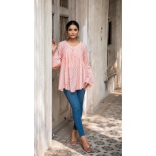 MYSHA BANDHANI PRINT SHORT TOP IN SOFT SILK