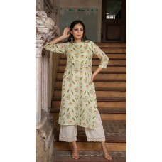 CHAVVI PASTEL GREEN PURE LINEN KURTA