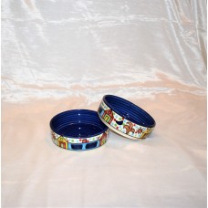 Scribble Blue Pottery Bowls