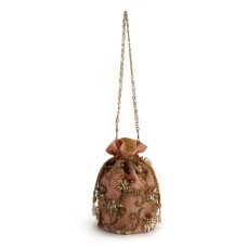 Coral floral potli bag