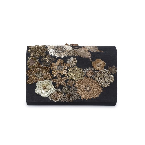 Mix media black clutch