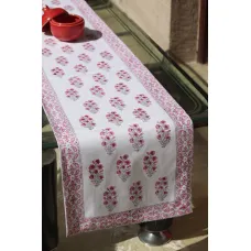 Pink Block Print Table Runner